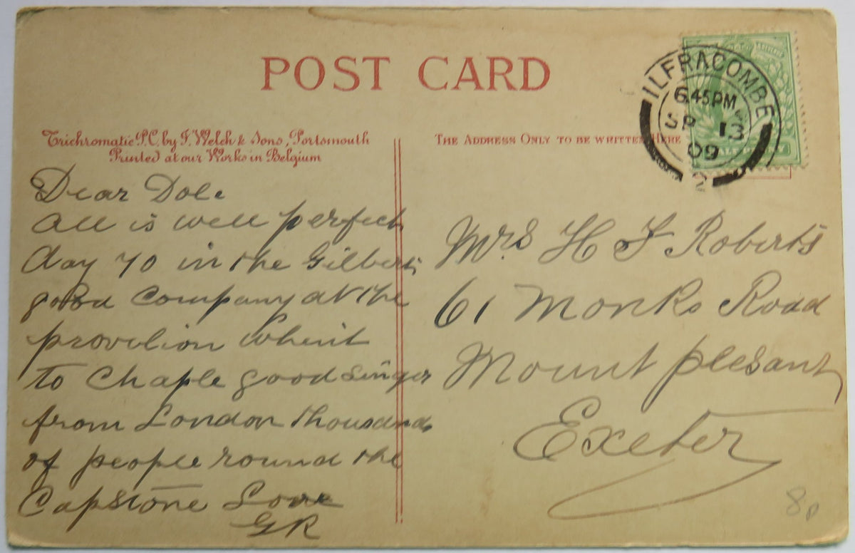 Vintage Postcard of Ilfracombe Fr, Capstone Hill, 1909 image 2