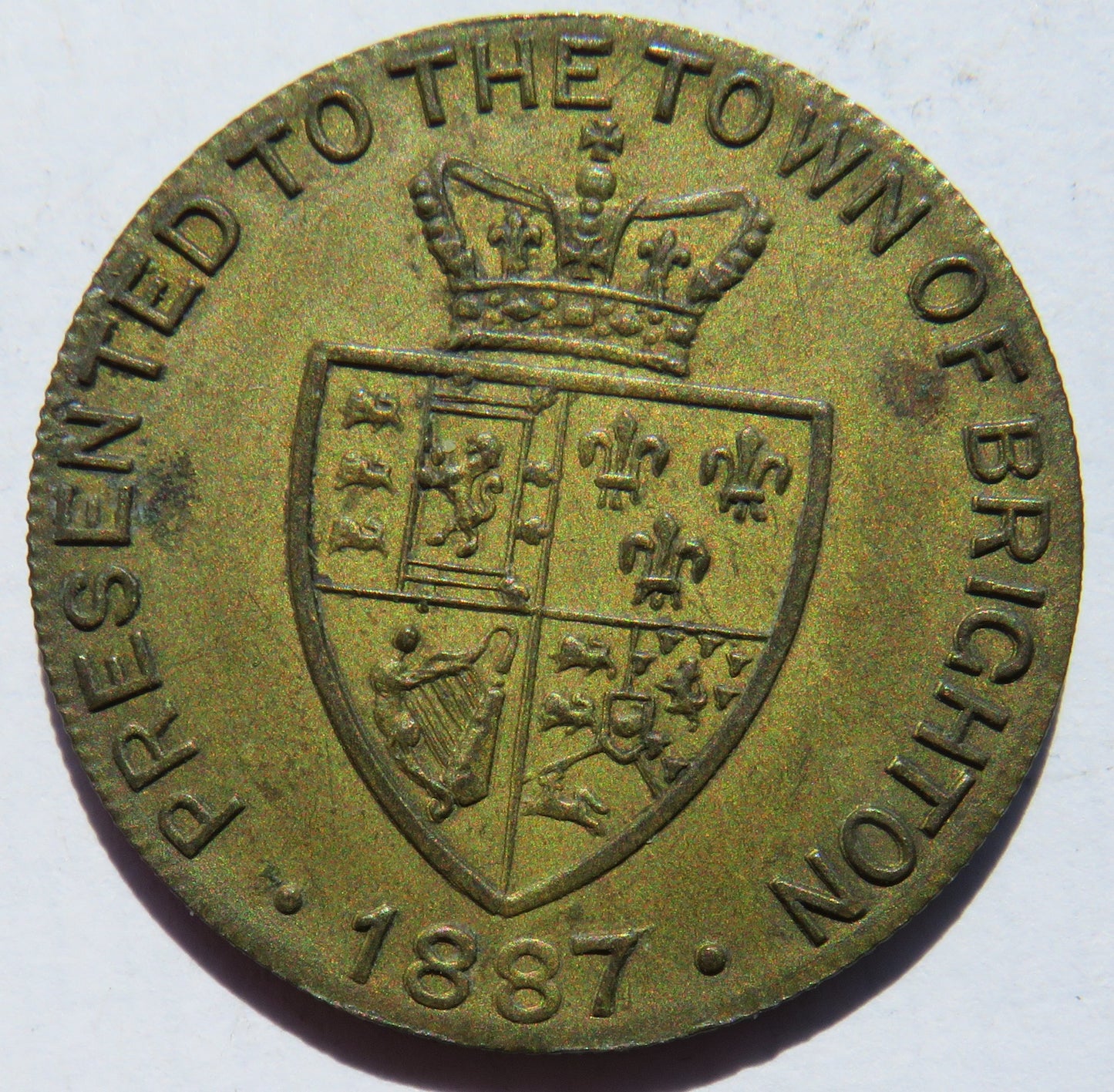 1887 "Tower Willing's Clock" Presented To The Town of Brighton Brass Token