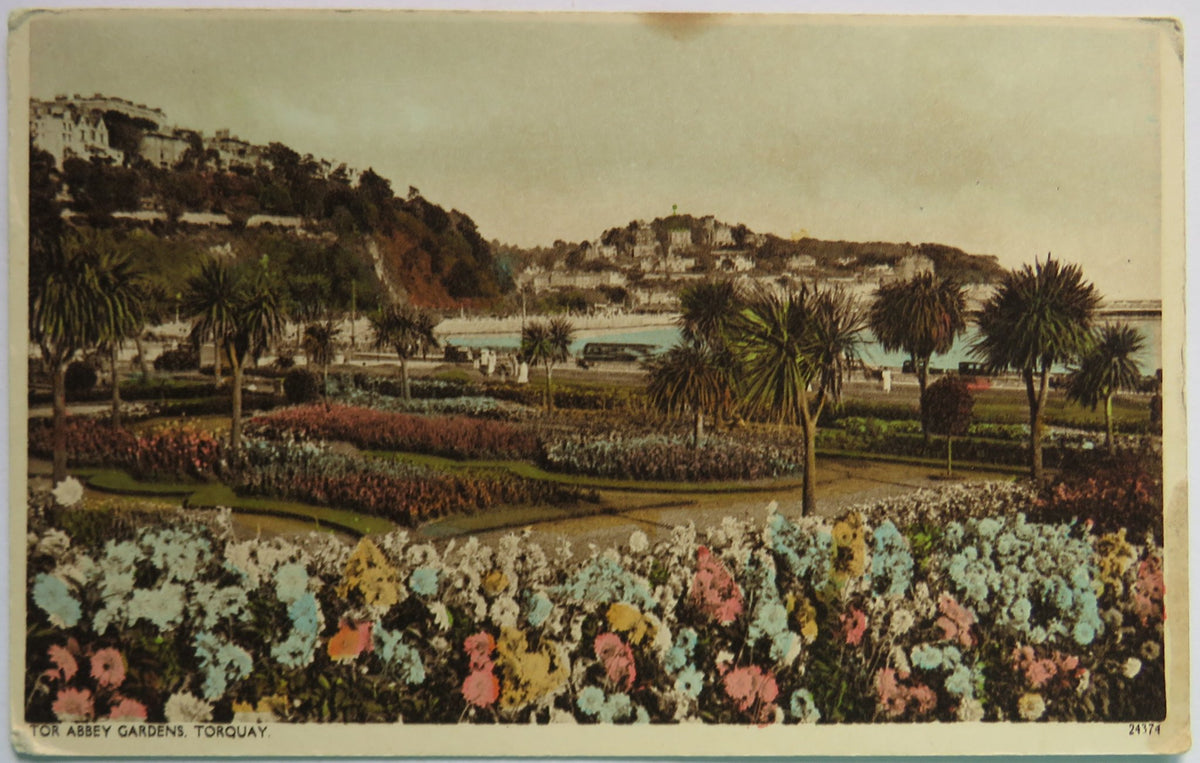 Vintage Postcard of Tor Abbey Gardens, Torquay image 1