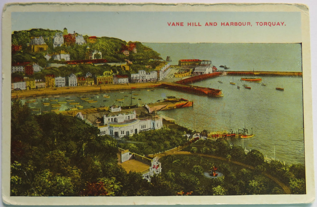 Vintage Postcard of Vane Hill and Harbour, Torquay image 1