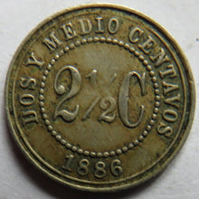 Load image into Gallery viewer, 1886 Colombia 2&amp; 1/2 Centavos Coin
