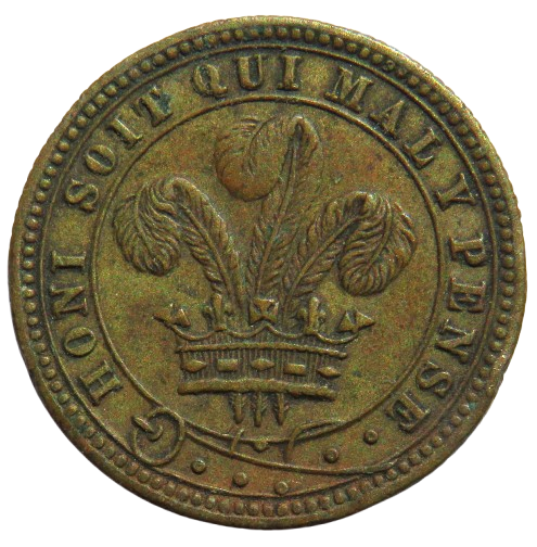 19thC Queen Victoria Gaming Token  "Honi soit qui mal y pense"