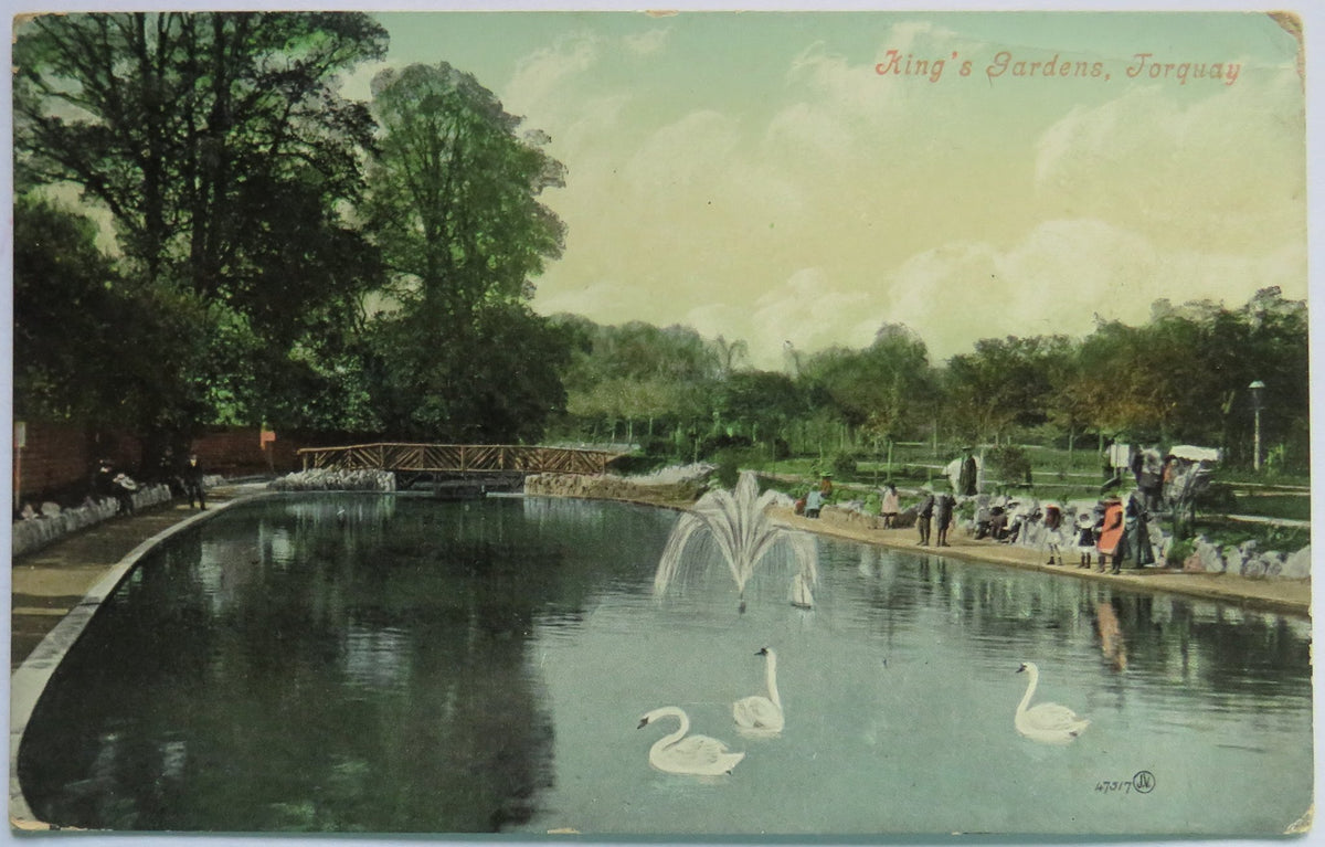 Vintage Postcard of King's Gardens, Torquay, 1907 image 1