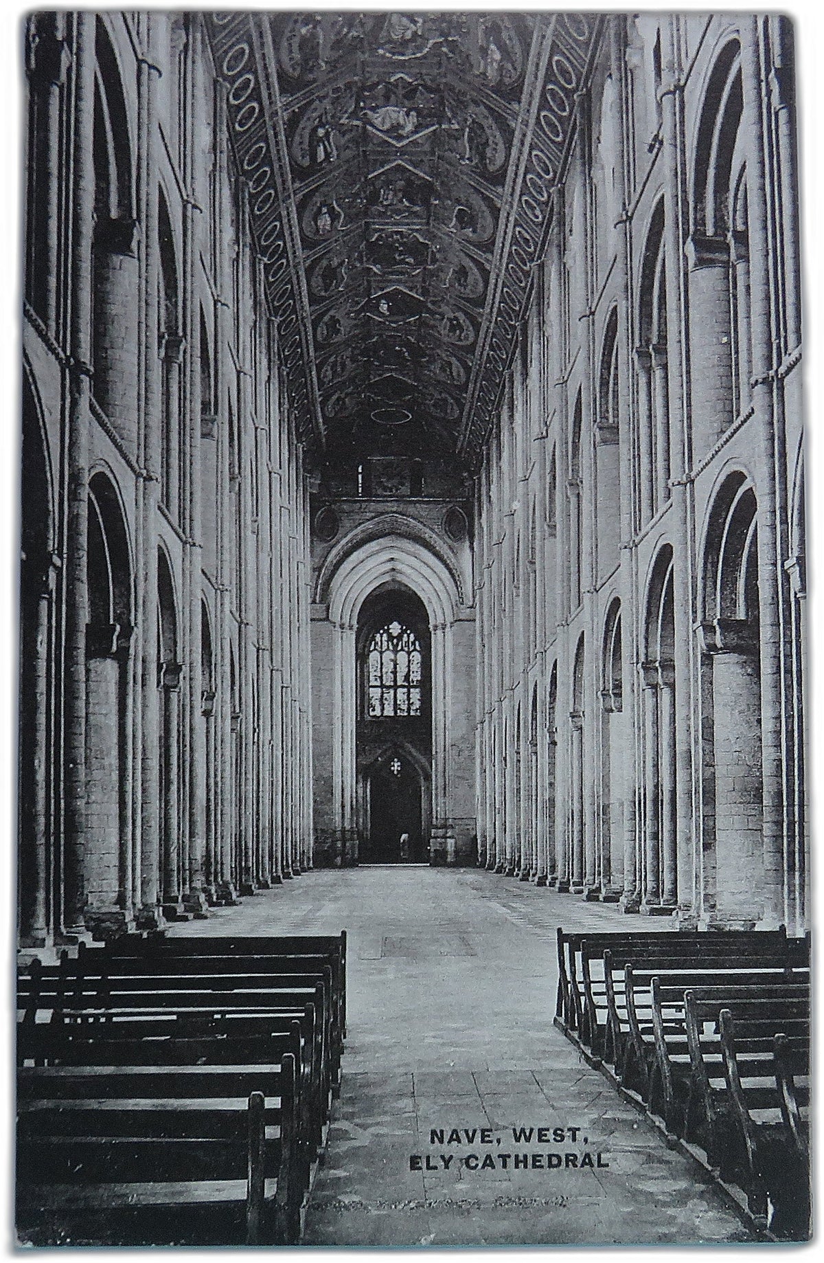 Vintage Postcard of Nave, West, Ely Cathedral - J.F. Burrows image 1