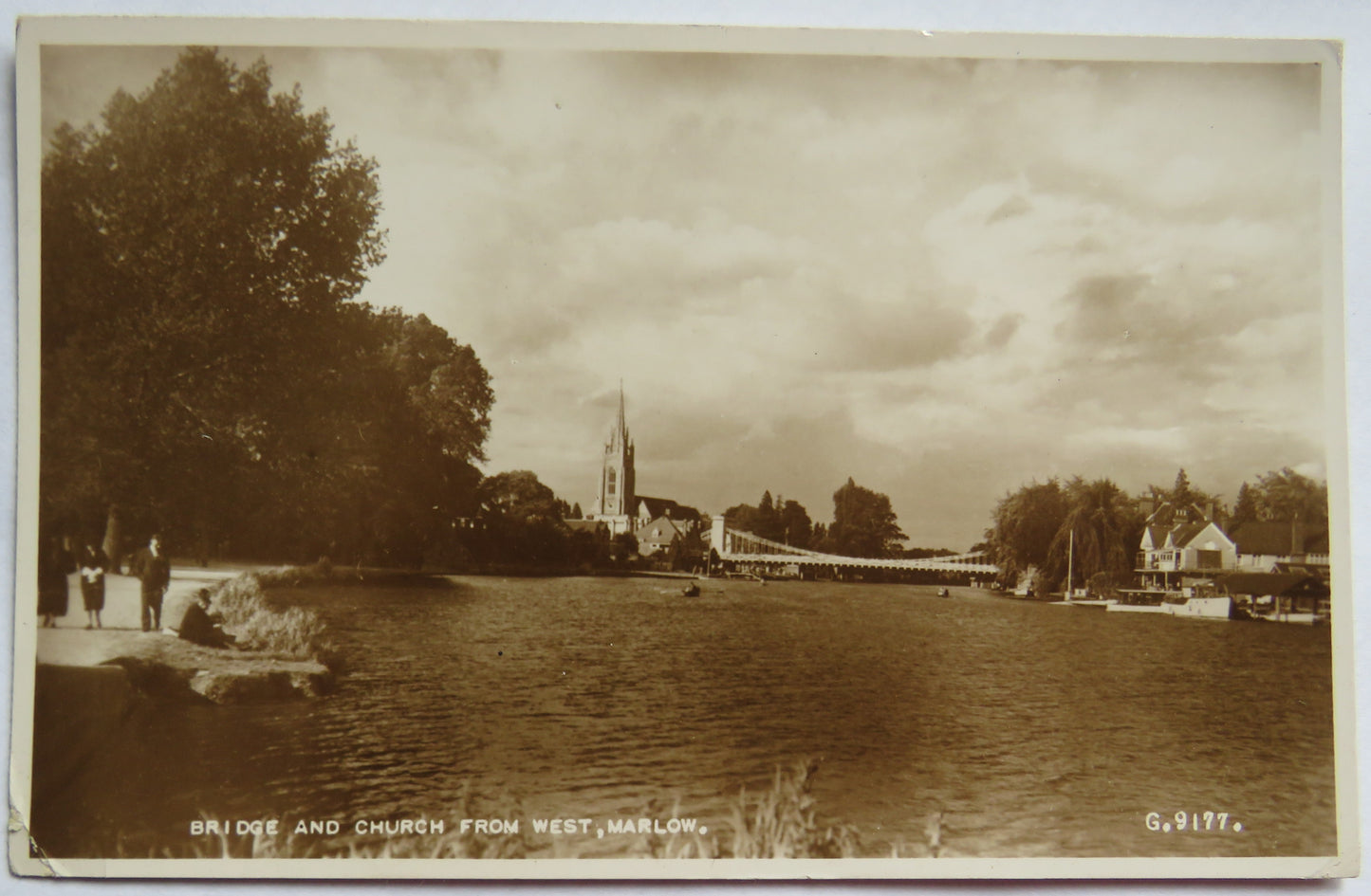 Vintage Postcard of Bridge and Church from West, Marlow