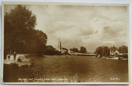 Vintage Postcard of Bridge and Church from West, Marlow