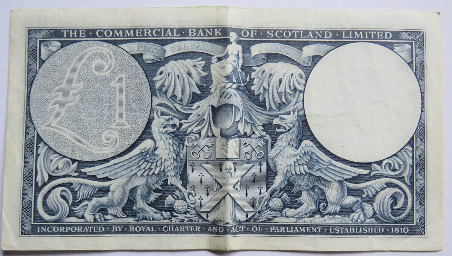 1956 The Commercial Bank of Scotland Ltd £1 One Pound Banknote