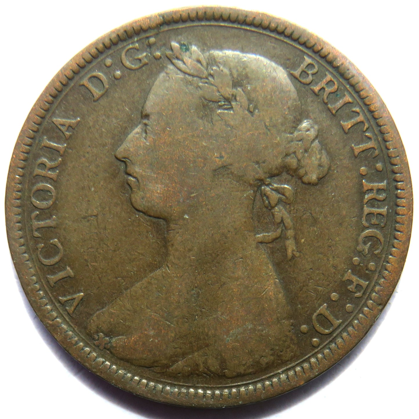 1887 Queen Victoria Bun Head Halfpenny Coin - Great Britain