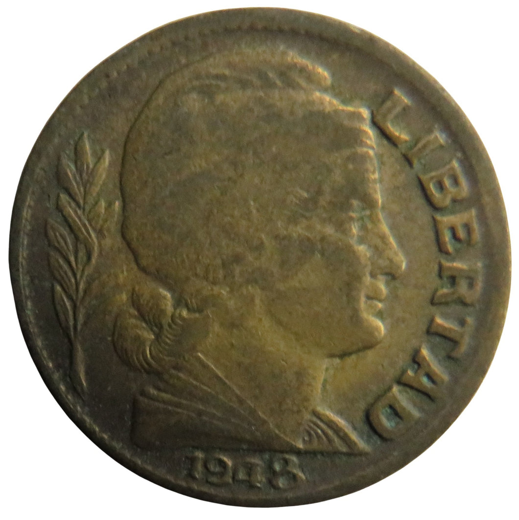 1948 Argentina 10 Centavos Coin