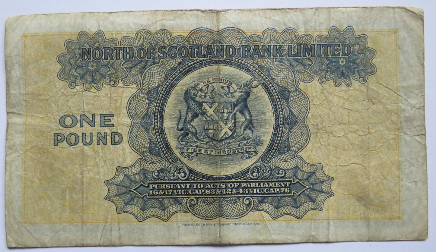 1949 North of Scotland £1 One Pound Banknote