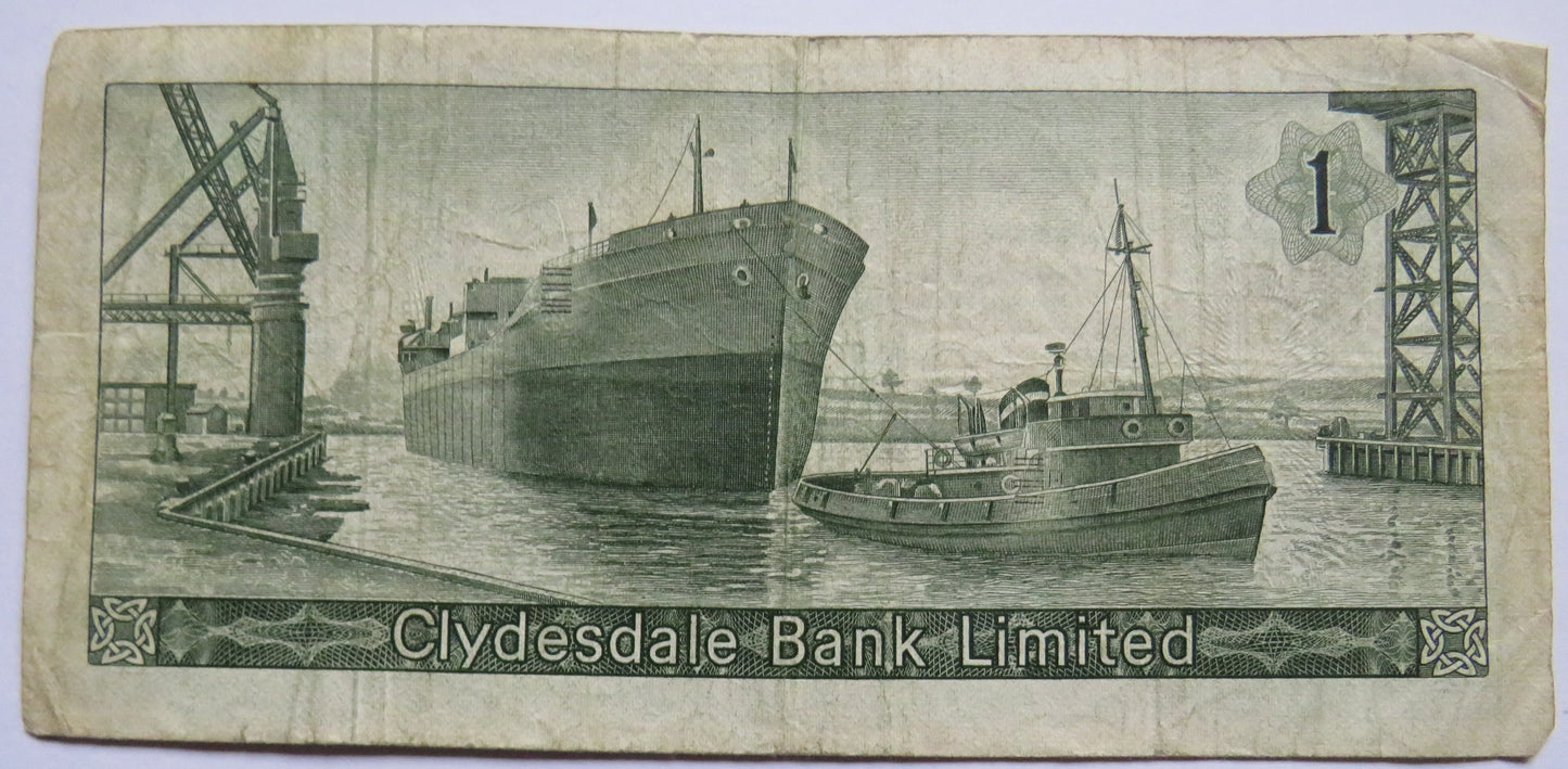 1968 Clydesdale Bank Limited £1 One Pound Banknote