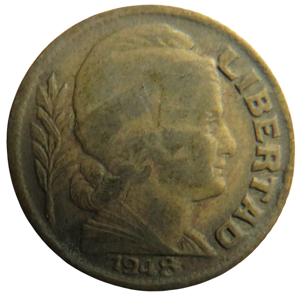 1948 Argentina 10 Centavos Coin