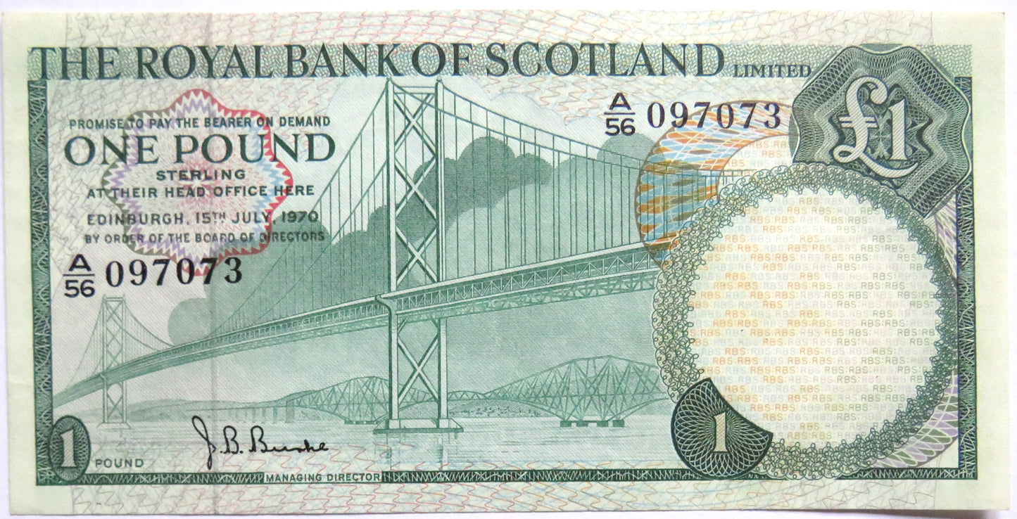 1970 The Royal Bank of Scotland £1 One Pound Banknote UNC