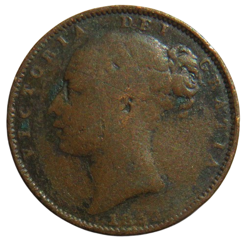 1853 Queen Victoria Young Head Farthing Coin - Great Britain
