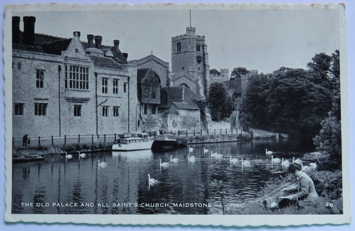Vintage Postcard of The Old Palace and All Saint's Church, Maidstone, 1960 image 1