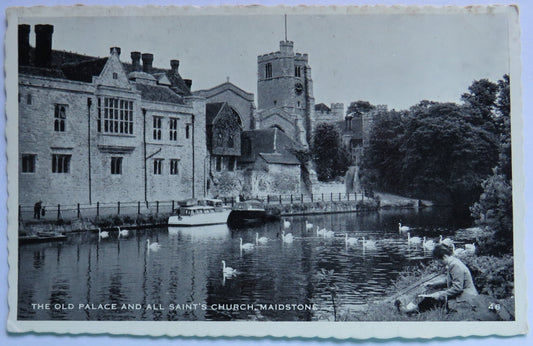 Vintage Postcard of The Old Palace and All Saint's Church, Maidstone, 1960 image 1