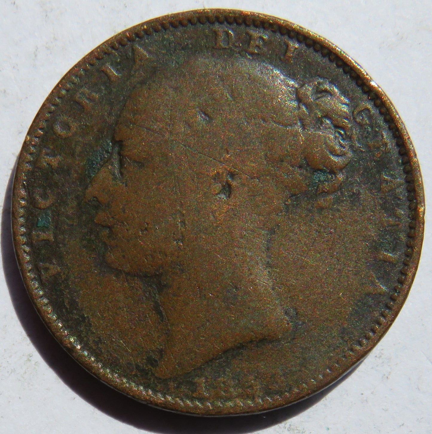 1853 Queen Victoria Young Head Farthing Coin - Great Britain