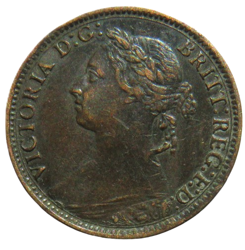 1884 Queen Victoria Bun Head Farthing Coin - Great Britain