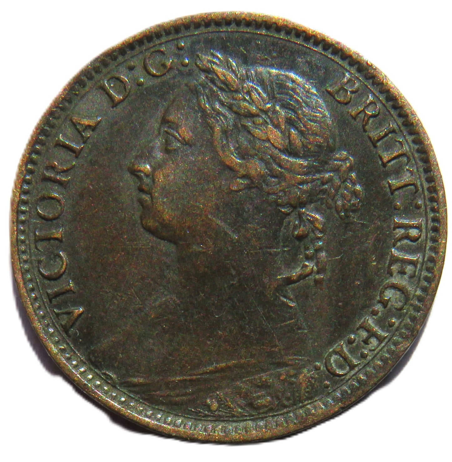 1884 Queen Victoria Bun Head Farthing Coin - Great Britain
