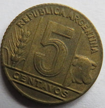 Load image into Gallery viewer, 1949 Argentina 5 Centavos Coin
