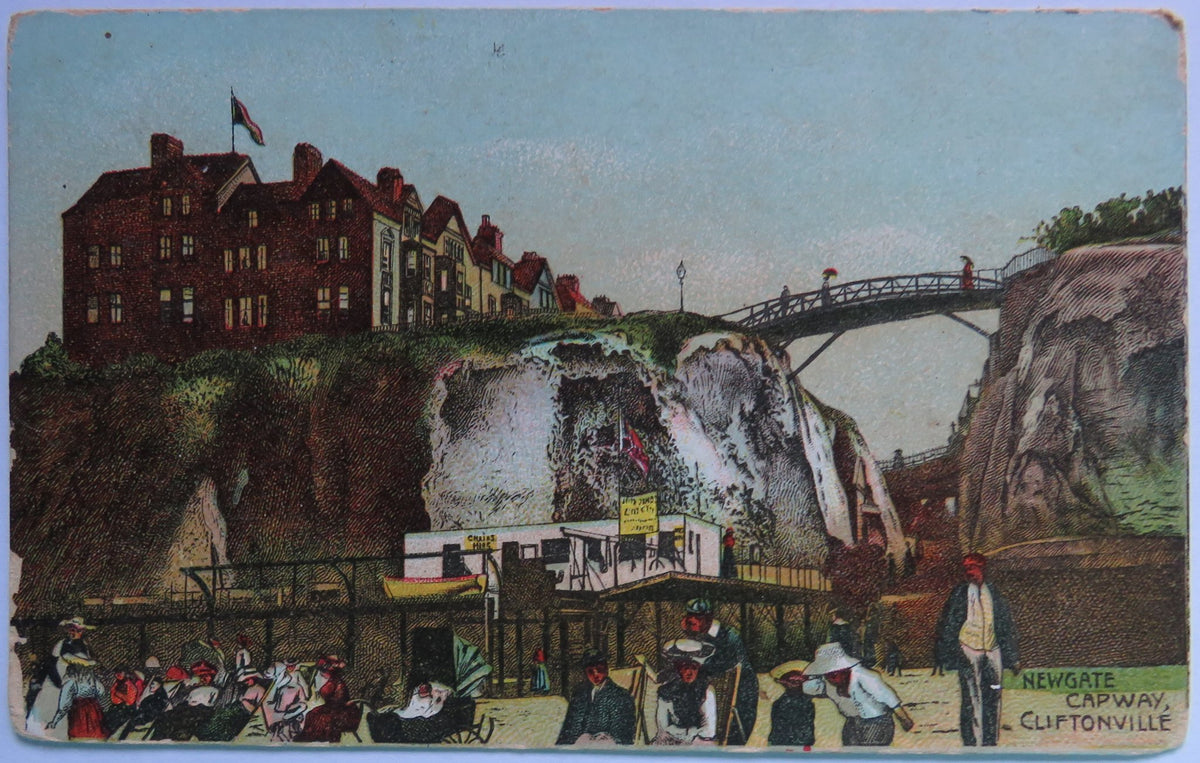Vintage Postcard of Newgate Capway, Cliftonville, 1908 image 1
