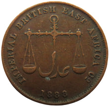 Load image into Gallery viewer, 1888 British East Africa Mombasa 1356 1/4 Anna Coin
