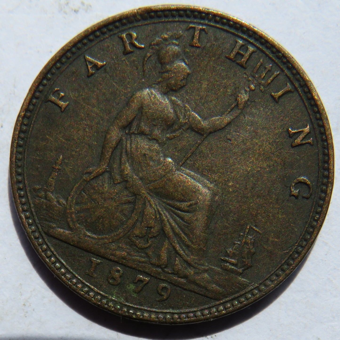 1879 Queen Victoria Bun Head Farthing Coin - Great Britain