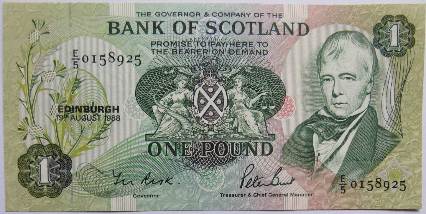 1988 Bank of Scotland £1 One Pound Banknote E/5