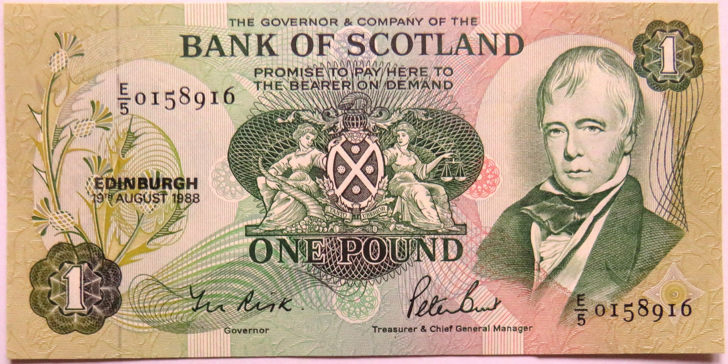 1988 Bank of Scotland £1 One Pound Banknote E/5