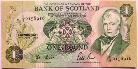 1988 Bank of Scotland £1 One Pound Banknote E/5