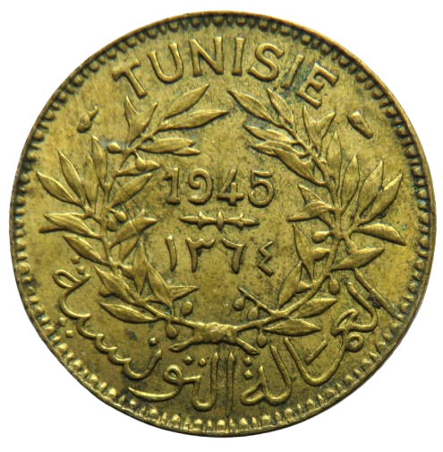 1945 Tunisia One Franc Coin