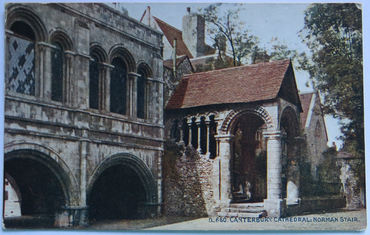 Vintage Postcard of Canterbury Cathedral, Norman Stairs, Celesque series image 1