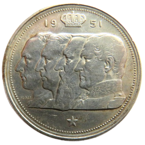 1951 Belgium Silver 100 Francs Coin