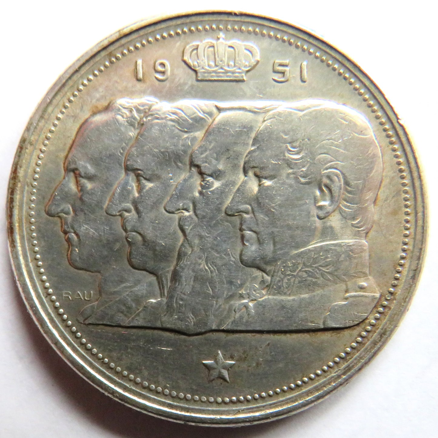 1951 Belgium Silver 100 Francs Coin