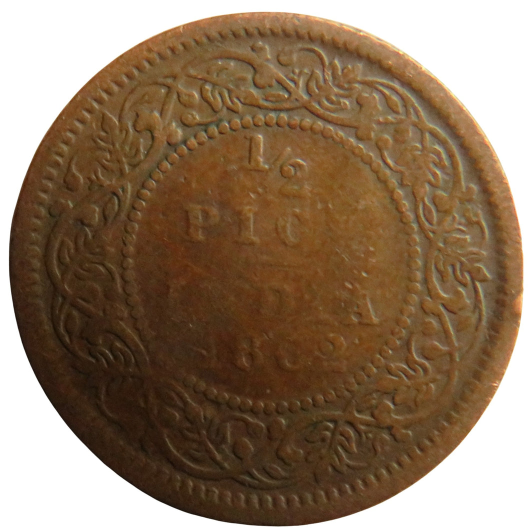 1862 Queen Victoria India 1/2 Pice Coin