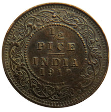 Load image into Gallery viewer, 1912 King George V India 1/2 Pice Coin
