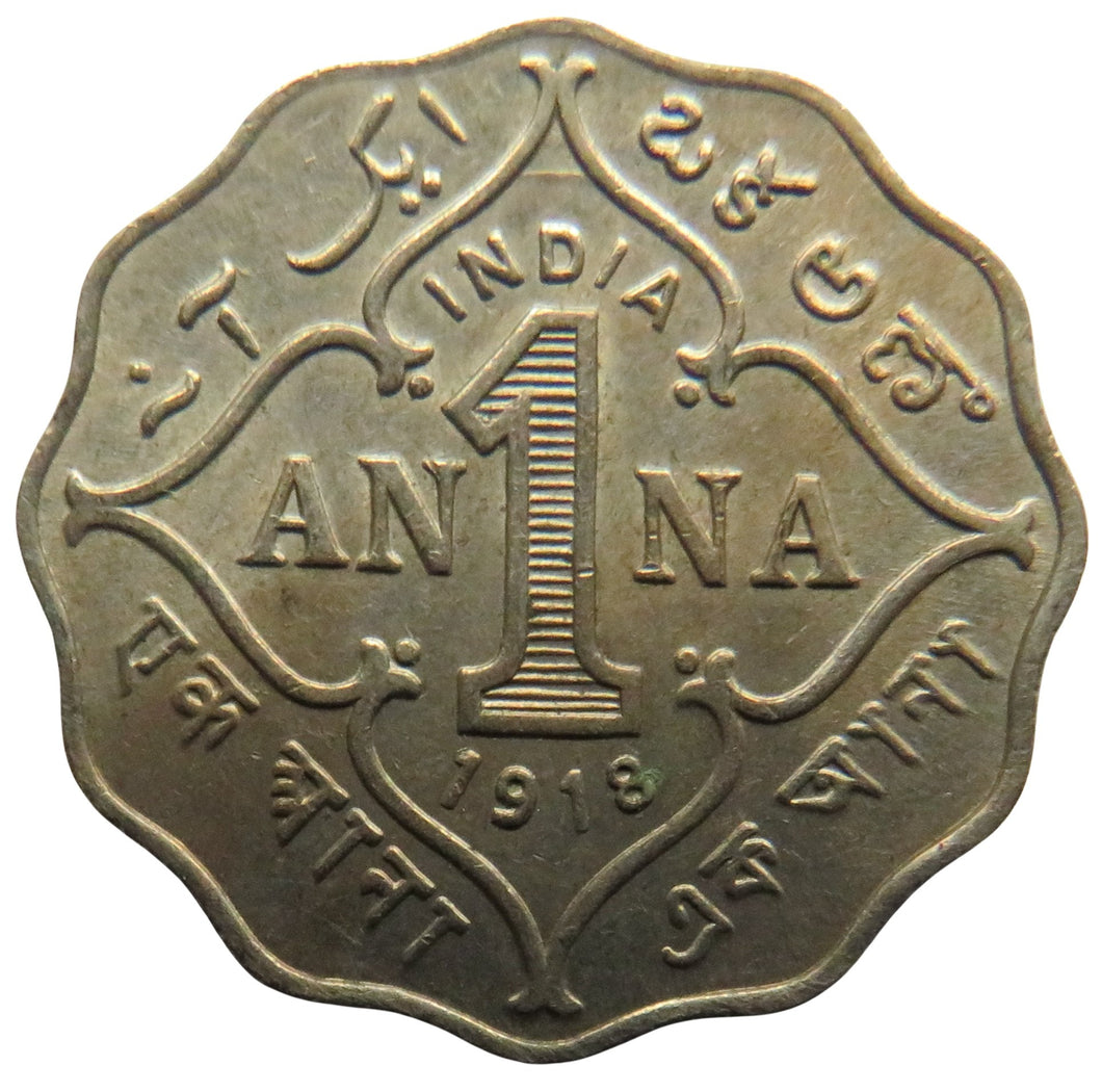 1918 King George V India One Anna Coin