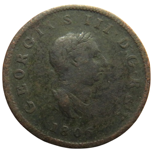 1806 King George III Halfpenny Coin - Great Britain