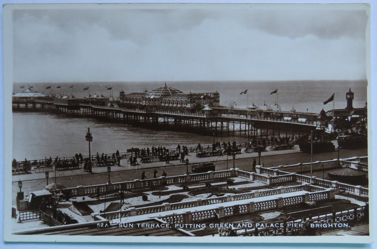 Vintage Postcard of The Sun Terrace, Putting Green and Palace Pier, Brighton - Excel Series image 1