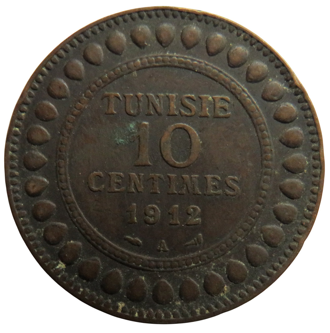 1912-A Tunisia 10 Centimes Coin