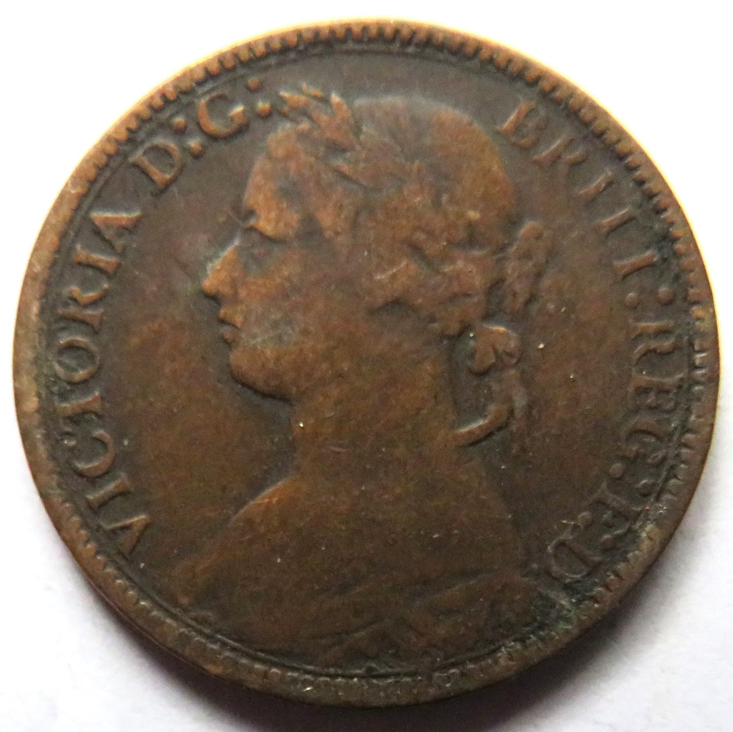 1875-H Queen Victoria Bun Head Farthing Coin - Great Britain
