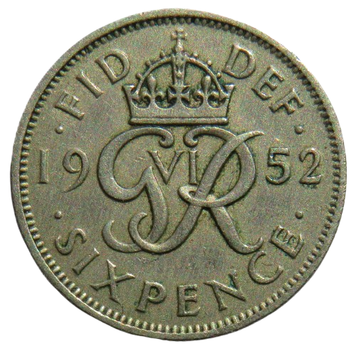 1952 King George VI Sixpence Coin Scarce Date - Great Britain