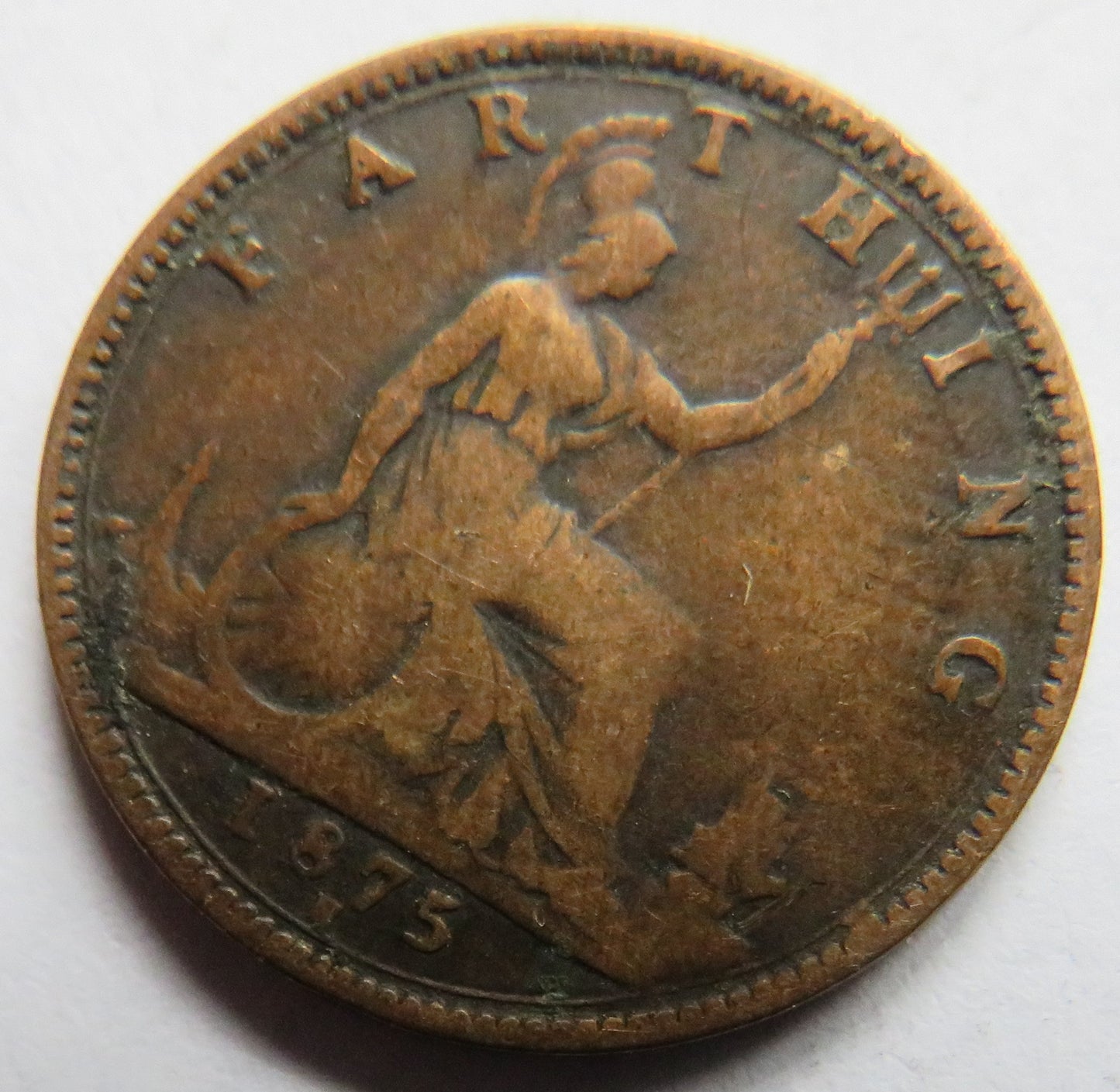 1875-H Queen Victoria Bun Head Farthing Coin - Great Britain