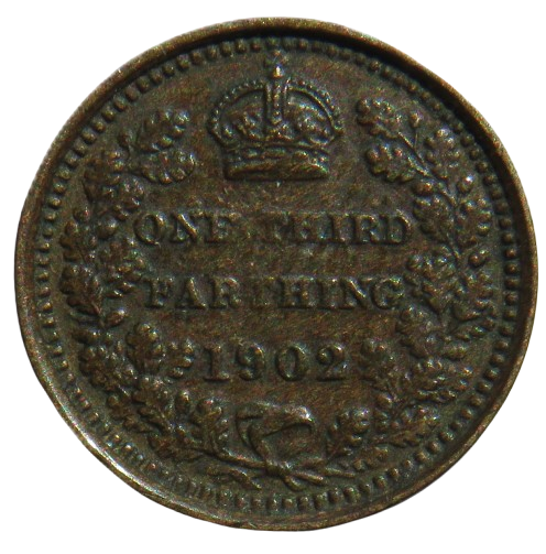 1902 King Edward VII 1/3 Farthing Coin For Use In Malta