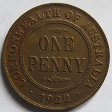 Load image into Gallery viewer, 1922 King George V Australia One Penny Coin
