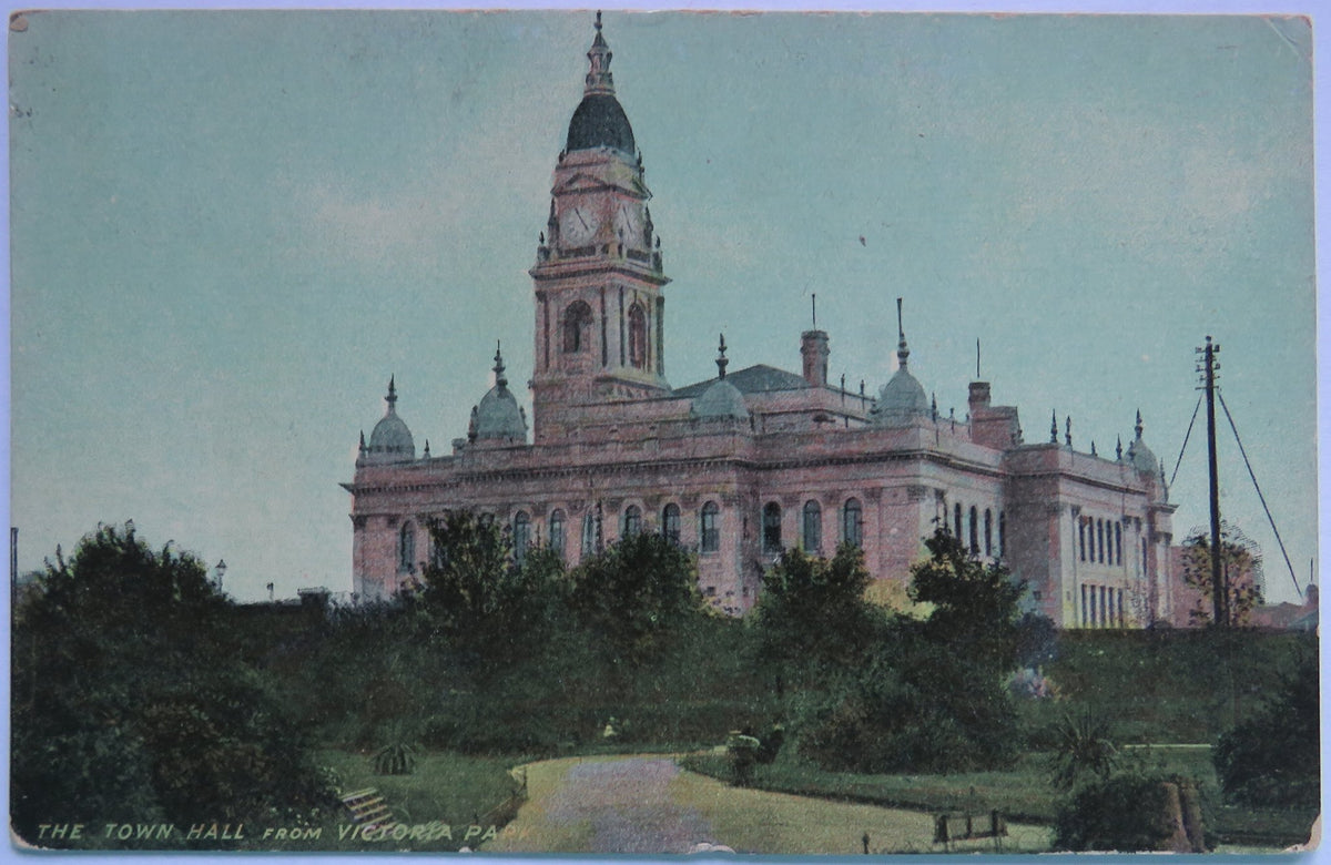 Vintage Postcard of The Town Hall from Victoria Park, Portsmouth image 1