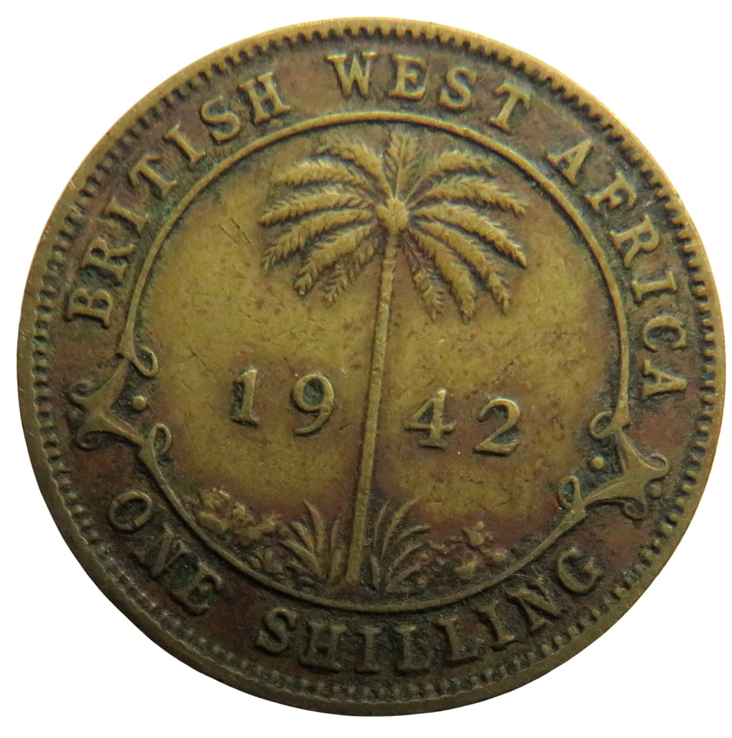 1942 King George VI British West Africa One Shilling Coin