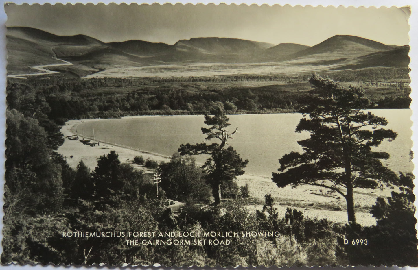 Vintage Postcard of Loch Morlich Showing The Cairngorms Ski Road