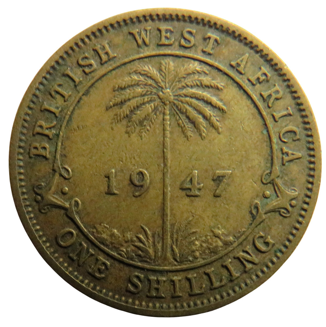 1947 King George VI British West Africa One Shilling Coin