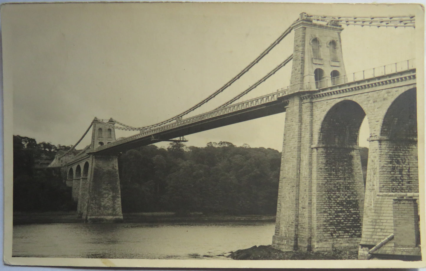 Vintage Postcard of Menai Straits Suspension Bridge